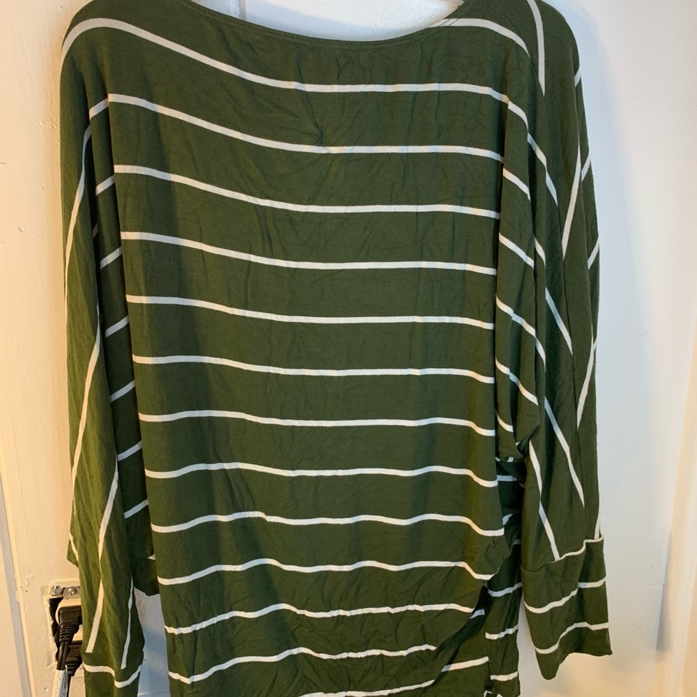 Green and White Striped Top